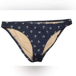 J Crew Navy Anchor Print Nautical Bikini Bottom Size Small